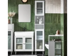 SoBuy Hochschrank Badschrank Badregal Badezimmerschrank Weiß BZR118-W