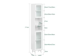 SoBuy Hochschrank Badschrank Badregal Badezimmerschrank Weiß BZR118-W