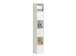 SoBuy Hochschrank mit Schubladen und Türen Holz Weiß STR10-W* Regal Weiß|Holzregale