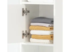 SoBuy Hochschrank mit Schubladen und Türen Holz Weiß STR10-W* Regal Weiß|Holzregale