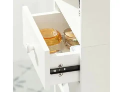 SoBuy Hochschrank mit Schubladen und Türen Holz Weiß STR10-W* Regal Weiß|Holzregale