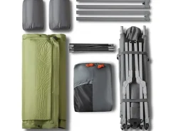 SoBuy 4in1-Zelt mit Campingliege für 2 Personen Metall Oxford-Nylon Grau OGS60-L-HG* Kissenbezüge