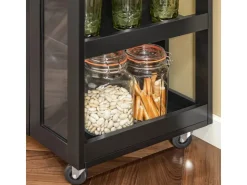 SoBuy Küchenwagen Servierwagen mit 3 Ablagefächern Küchenregal 60x90x40cm Schwarz FKW75-SCH