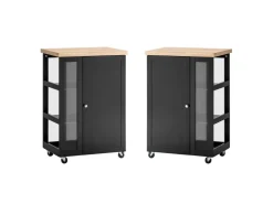 SoBuy Küchenwagen Servierwagen mit 3 Ablagefächern Küchenregal 60x90x40cm Schwarz FKW75-SCH