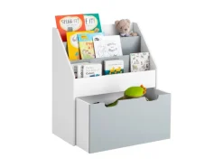 SoBuy Kinder Bücherregal Kinderregal mit 3 Ablagen Spielzeugtruhe Weiß KMB17-HG* Aufbewahrung|Regal Weiß