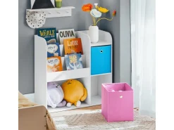 SoBuy Kinder Bücherregal Kinderregal mit 5 Ablagen Spielzeugregal Weiß KMB37-F* Aufbewahrung|Regal Weiß