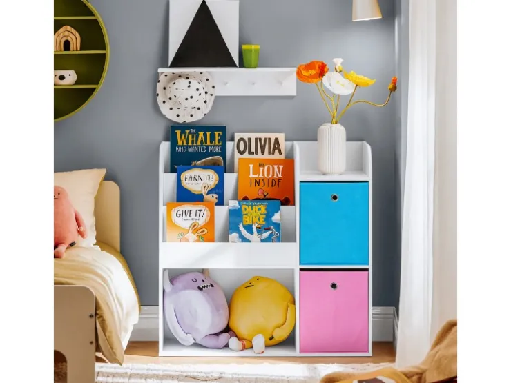 SoBuy Kinder Bücherregal Kinderregal mit 5 Ablagen Spielzeugregal Weiß KMB37-F* Aufbewahrung|Regal Weiß