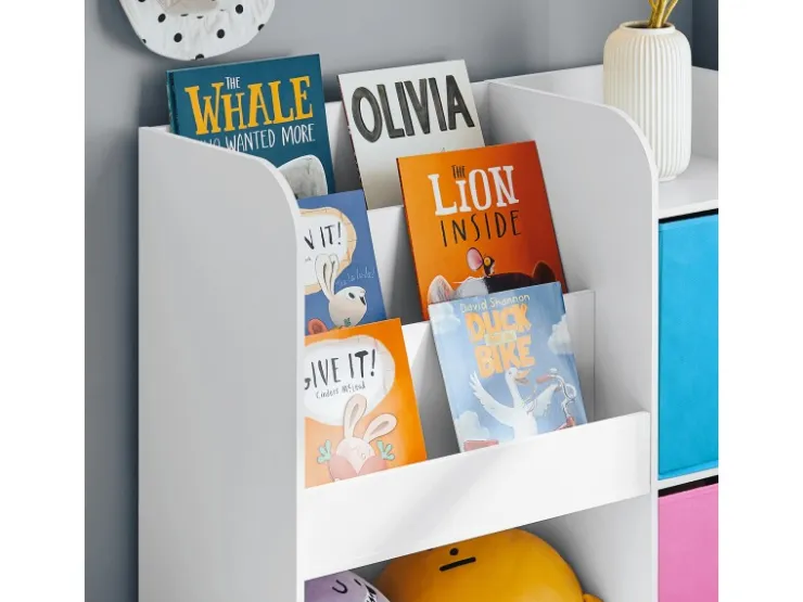 SoBuy Kinder Bücherregal Kinderregal mit 5 Ablagen Spielzeugregal Weiß KMB37-F* Aufbewahrung|Regal Weiß