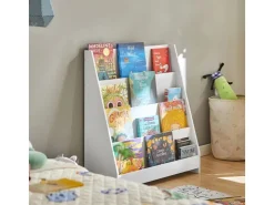 SoBuy Kinder Bücherregal Kinderregal Zeitungsständer mit 4 Ablagen Weiß KMB32-W* Aufbewahrung|Regal Weiß