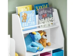 SoBuy Kinder Bücherregal Kinderregal mit Ablagen Aufbewahrungsregal Weiß KMB34-F