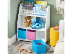 SoBuy Kinder Bücherregal Kinderregal mit Ablagen Aufbewahrungsregal Weiß KMB34-F