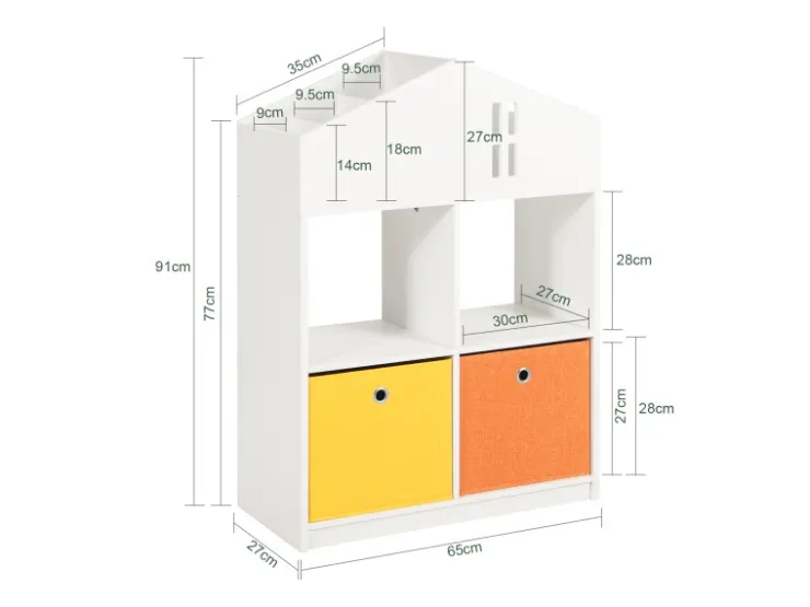 SoBuy Kinder Bücherregal mit Haus-Design Kinderregal Spielzeugregal Weiß KMB49-W* Bücherregale