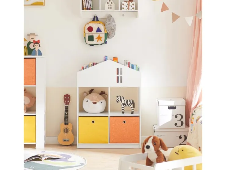 SoBuy Kinder Bücherregal mit Haus-Design Kinderregal Spielzeugregal Weiß KMB49-W* Bücherregale