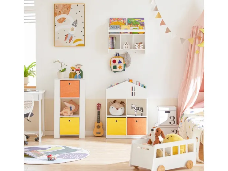 SoBuy Kinder Bücherregal mit Haus-Design Kinderregal Spielzeugregal Weiß KMB49-W* Bücherregale