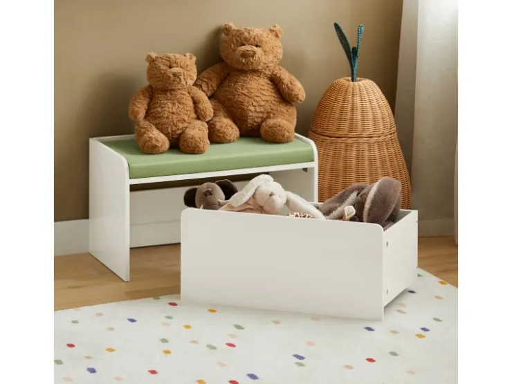 SoBuy Kinder Spielzeugtruhe Spielzeugkiste Aufbewahrungsbox Schuhbank KMB80-W* Sitzbänke