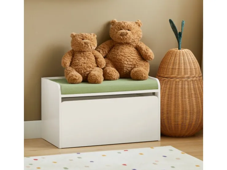 SoBuy Kinder Spielzeugtruhe Spielzeugkiste Aufbewahrungsbox Schuhbank KMB80-W* Sitzbänke