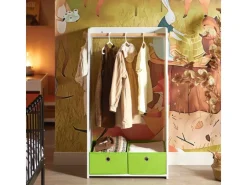 SoBuy Kindergarderobe mit 2 Boxen Kinderkleiderständer Kleiderschrank KMB109-W* Garderoben