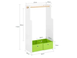 SoBuy Kindergarderobe mit 2 Boxen Kinderkleiderständer Kleiderschrank KMB109-W* Garderoben