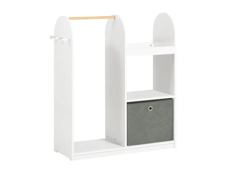 SoBuy Kinderkleiderschrank mit 3 Haken Kleiderständer mit Box KMB40-W