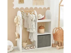 SoBuy Kinderkleiderschrank mit 3 Haken Kleiderständer mit Box KMB40-W