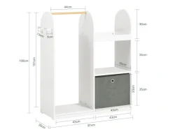 SoBuy Kinderkleiderschrank mit 3 Haken Kleiderständer mit Box KMB40-W