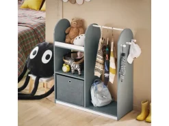 SoBuy Kinderkleiderschrank mit 3 Haken Kleiderständer mit Box KMB40-HG
