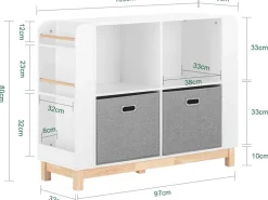 SoBuy Kinderregal Bücherregal Kinderzimmer Aufbewahrungsregal Weiß KMB85-W* Holzregale|Regal Weiß