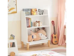 SoBuy Kinderregal mit 3 Fächern Bücherregal Aufbewahrungsregal Weiß KMB47-W