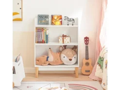 SoBuy Kinderregal mit 3 Fächern Bücherregal Aufbewahrungsregal Weiß KMB47-W