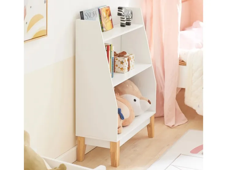 SoBuy Kinderregal mit 3 Fächern Bücherregal Aufbewahrungsregal Weiß KMB47-W