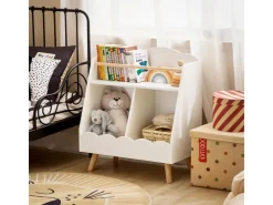 SoBuy Kinderregal mit 3 Fächern Bücherregal Aufbewahrungsregal Weiß KMB100-K-W* Holzregale