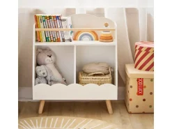 SoBuy Kinderregal mit 3 Fächern Bücherregal Aufbewahrungsregal Weiß KMB100-K-W* Holzregale