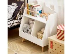 SoBuy Kinderregal mit 3 Fächern Bücherregal Aufbewahrungsregal Weiß KMB100-K-W* Holzregale