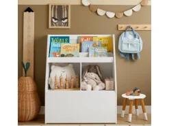 SoBuy Kinderregal Spielzeugtruhe Bücherregal Aufbewahrungsregal Weiß KMB83-W* Regal Weiß