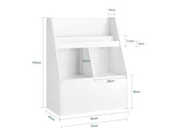 SoBuy Kinderregal Spielzeugtruhe Bücherregal Aufbewahrungsregal Weiß KMB83-W* Regal Weiß