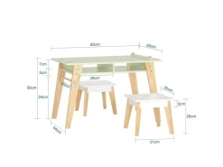 SoBuy Kindertisch mit 2 Stühlen Kindersitzgruppe mit Stauraum Maltisch KMB92-GR* Hocker