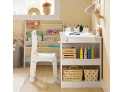 SoBuy Kindertisch mit 1 Stuhl Kindersitzgruppe Maltisch für Kinder KMB60-W* Stühle