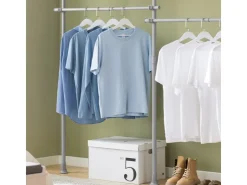 SoBuy Kleiderständer mit 4 Kleiderstangen Stahl Kunststoff Hellgrau KLS03-HG* Garderoben
