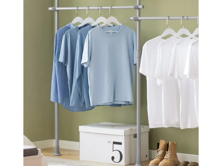 SoBuy Kleiderständer mit 4 Kleiderstangen Stahl Kunststoff Hellgrau KLS03-HG* Garderoben