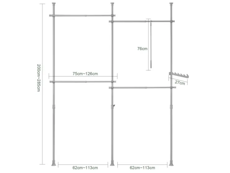 SoBuy Kleiderständer mit 4 Kleiderstangen Stahl Kunststoff Hellgrau KLS03-HG* Garderoben