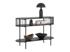 SoBuy Konsolentisch mit Ablagefächern für Flur oder Wohnzimmer 110×76×39cm Schwarz FSB90-SCH* Vasen