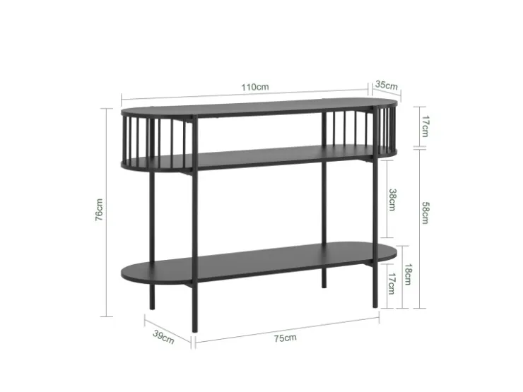 SoBuy Konsolentisch mit Ablagefächern für Flur oder Wohnzimmer 110×76×39cm Schwarz FSB90-SCH* Vasen