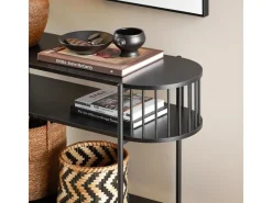 SoBuy Konsolentisch mit Ablagefächern für Flur oder Wohnzimmer 110×76×39cm Schwarz FSB90-SCH* Vasen