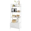SoBuy Leiterregal mit Ablagen und Schublade MDF Weiß FRG116-W* Kommode|Leitern