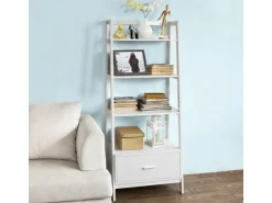 SoBuy Leiterregal mit Ablagen und Schublade MDF Weiß FRG116-W* Kommode|Leitern