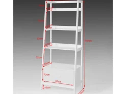 SoBuy Leiterregal mit Ablagen und Schublade MDF Weiß FRG116-W* Kommode|Leitern