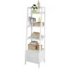 SoBuy Leiterregal mit Ablagen und Schublade MDF Weiß FRG116-K-W