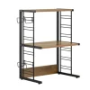 SoBuy Mikrowellenhalter Küchenregal mit 2 Ablagen und 2 Flaschenhalter KCR08-PF* Holzregale