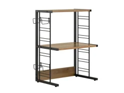 SoBuy Mikrowellenhalter Küchenregal mit 2 Ablagen und 2 Flaschenhalter KCR08-PF* Holzregale