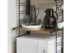 SoBuy Mikrowellenhalter Küchenregal mit 2 Ablagen und 2 Flaschenhalter KCR08-PF* Holzregale